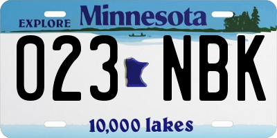 MN license plate 023NBK