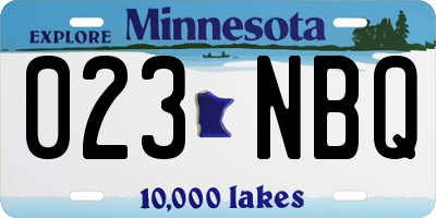 MN license plate 023NBQ