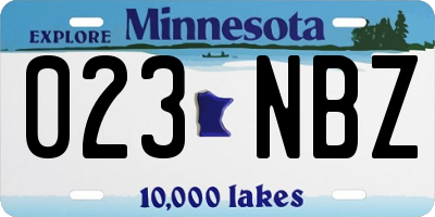 MN license plate 023NBZ
