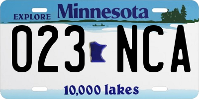 MN license plate 023NCA
