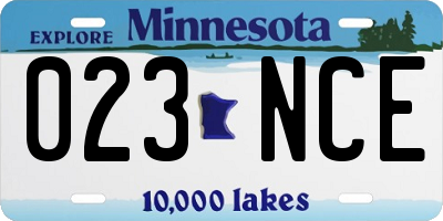 MN license plate 023NCE