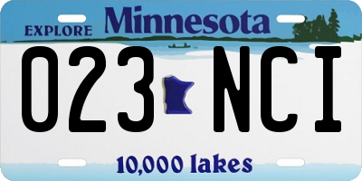 MN license plate 023NCI