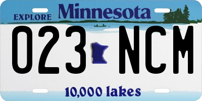 MN license plate 023NCM