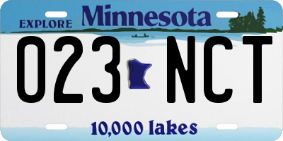 MN license plate 023NCT