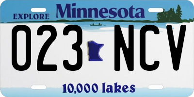MN license plate 023NCV