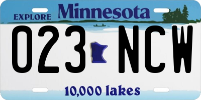 MN license plate 023NCW