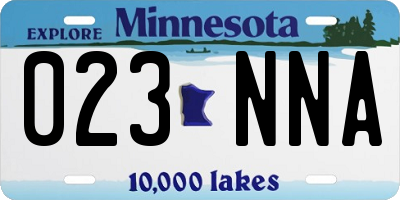 MN license plate 023NNA