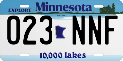 MN license plate 023NNF