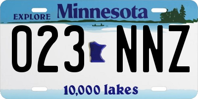 MN license plate 023NNZ