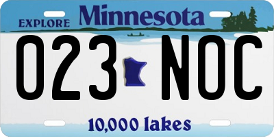 MN license plate 023NOC