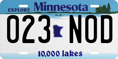 MN license plate 023NOD