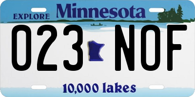 MN license plate 023NOF