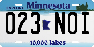 MN license plate 023NOI
