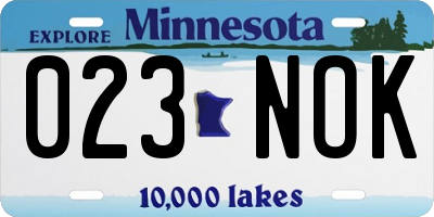 MN license plate 023NOK