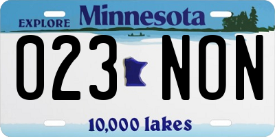 MN license plate 023NON