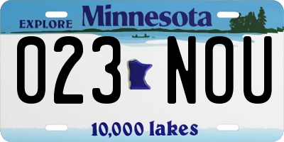 MN license plate 023NOU