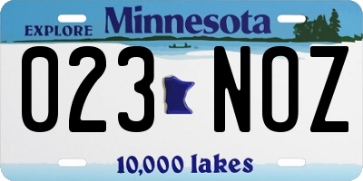 MN license plate 023NOZ