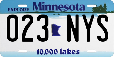 MN license plate 023NYS