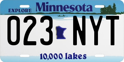 MN license plate 023NYT