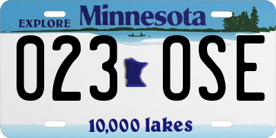 MN license plate 023OSE