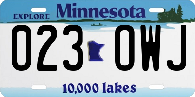 MN license plate 023OWJ
