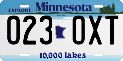 MN license plate 023OXT