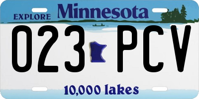 MN license plate 023PCV