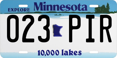 MN license plate 023PIR