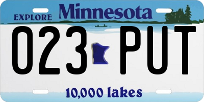 MN license plate 023PUT