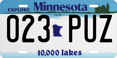 MN license plate 023PUZ