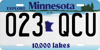 MN license plate 023QCU