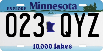 MN license plate 023QYZ
