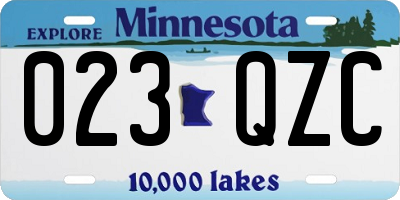 MN license plate 023QZC