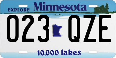 MN license plate 023QZE