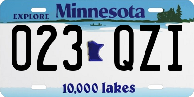 MN license plate 023QZI