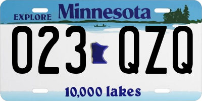 MN license plate 023QZQ