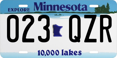 MN license plate 023QZR