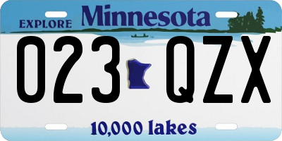 MN license plate 023QZX