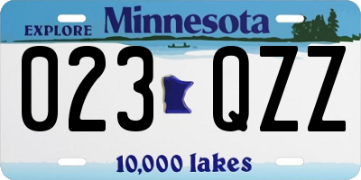 MN license plate 023QZZ