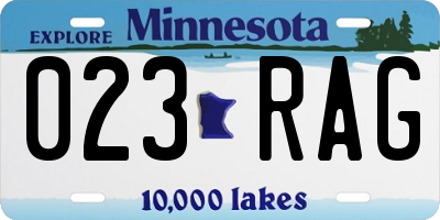MN license plate 023RAG