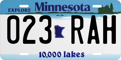MN license plate 023RAH