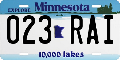 MN license plate 023RAI