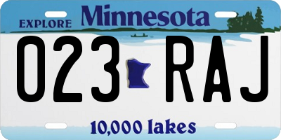 MN license plate 023RAJ