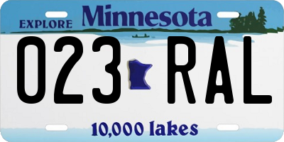 MN license plate 023RAL