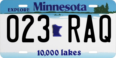 MN license plate 023RAQ