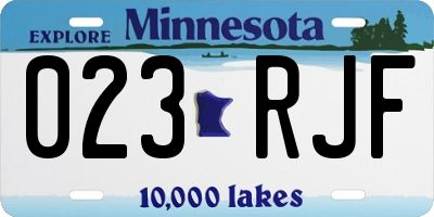 MN license plate 023RJF