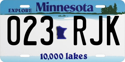 MN license plate 023RJK