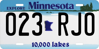 MN license plate 023RJO