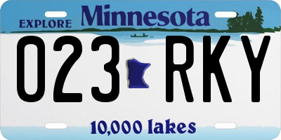 MN license plate 023RKY