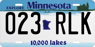 MN license plate 023RLK
